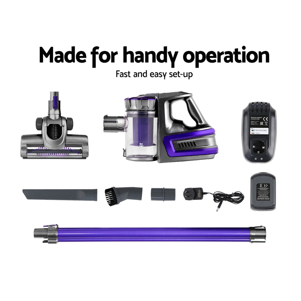 Devanti Stick Vacuum Cleaner Bagless Cordless 150W Purple - SuperSaverAU - view 6