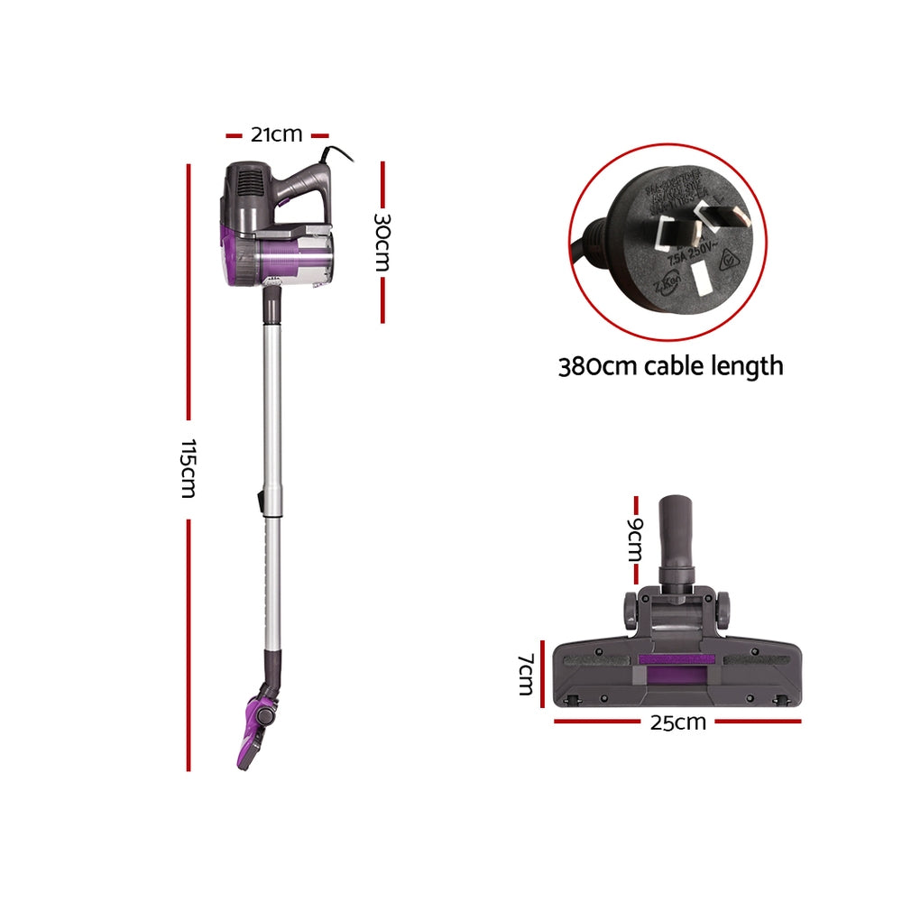 Devanti 500W Bagless Corded Stick Vacuum Cleaner - Purple