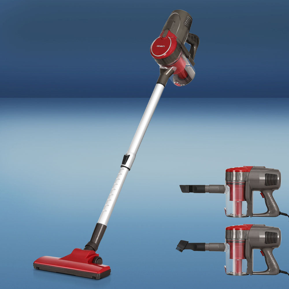 Devanti Corded Stick Vacuum Cleaner 500W Red with HEPA Filter and 3.8m Cable - SuperSaverAU - view 1
