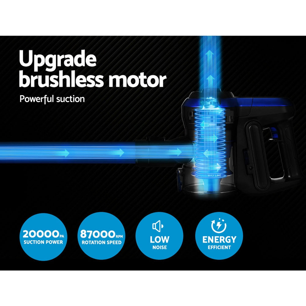 Devanti Handheld Vacuum Cleaner 250W Cordless HEPA Filter Blue 0.5L - SuperSaverAU - view 5