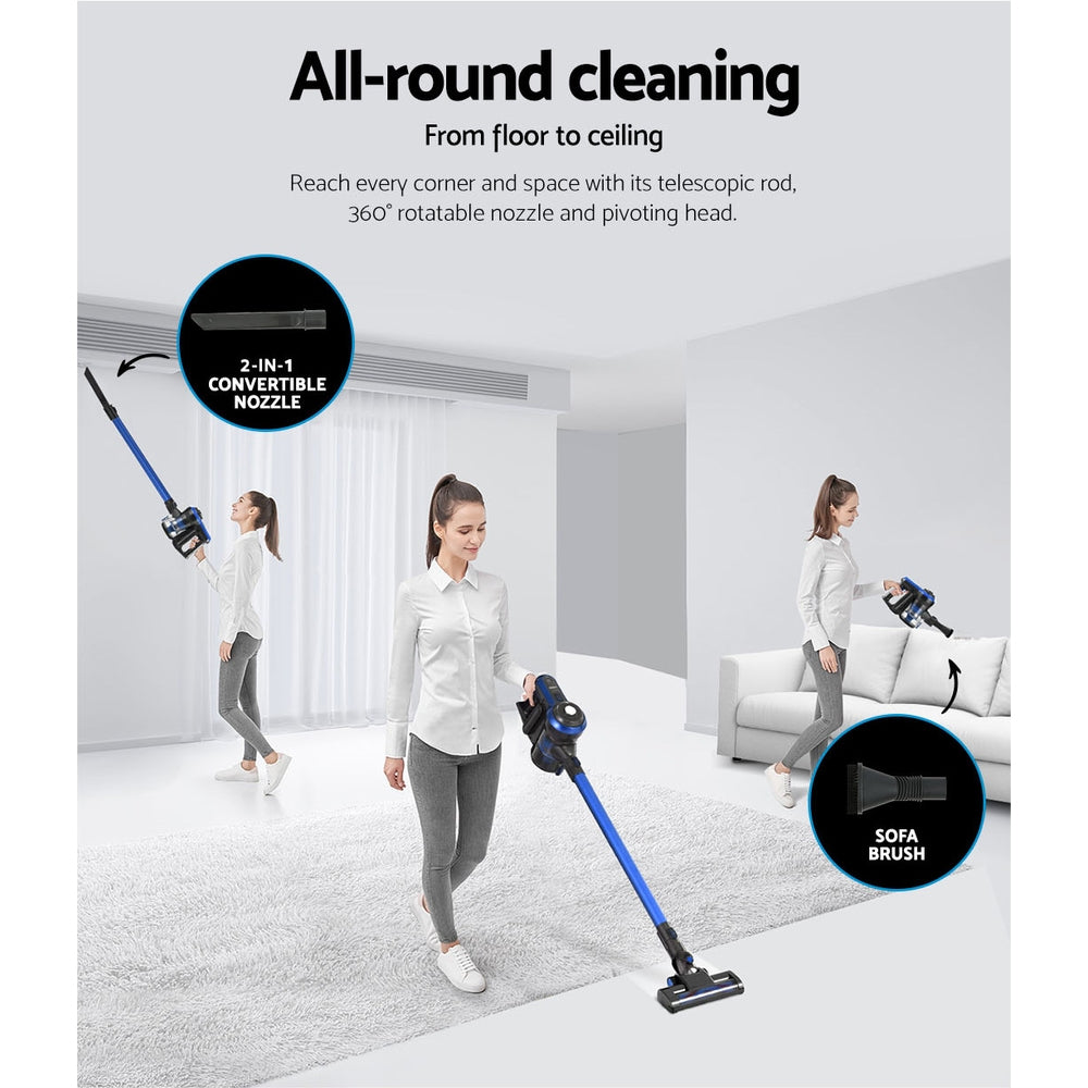 Devanti Handheld Vacuum Cleaner 250W Cordless HEPA Filter Blue 0.5L - SuperSaverAU - view 6