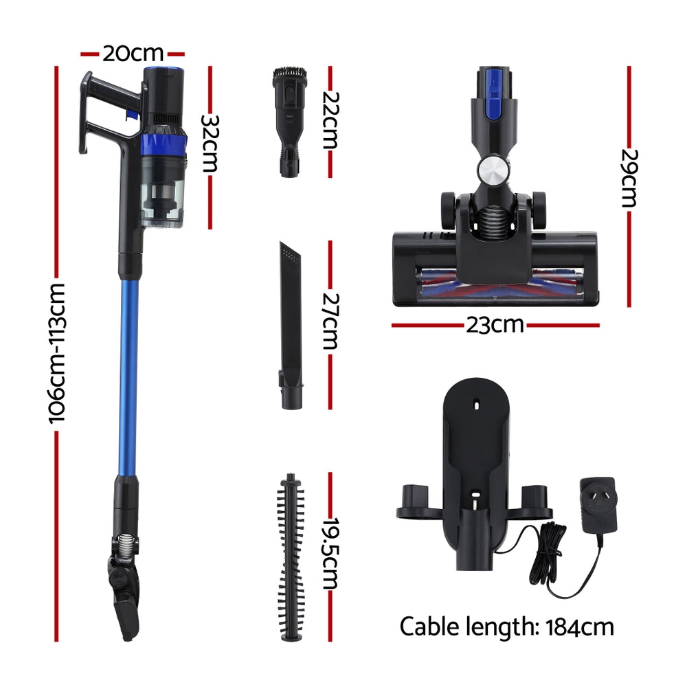 Devanti Handstick Vacuum Cleaner 350W Cordless 22KPa Suction Blue - SuperSaverAU - view 2
