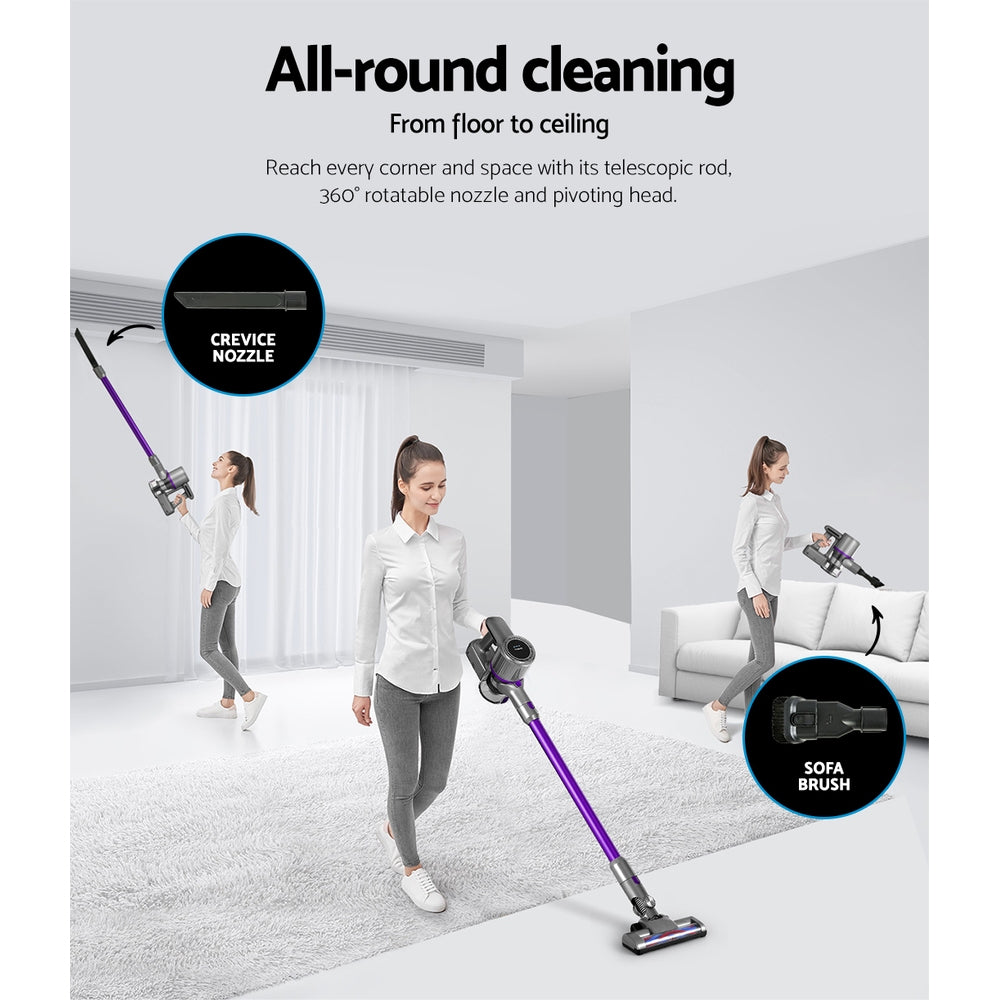 Devanti Handheld Vacuum Cleaner Cordless 120W 12,000pa Suction Purple - SuperSaverAU - view 6