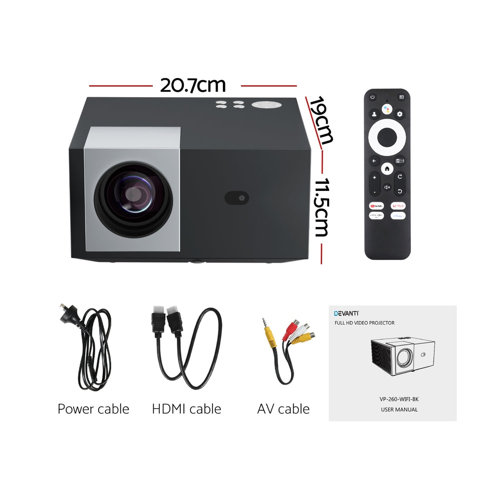 Devanti Video Project 4K 1080P Official Google TV 5G Wifi Home Cinema - SuperSaverAU - view 2