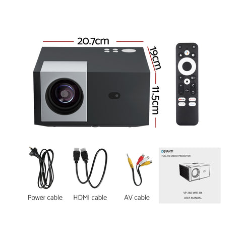 Devanti Video Project 4K 1080P Official Google TV 5G Wifi Home Cinema - SuperSaverAU - view 2