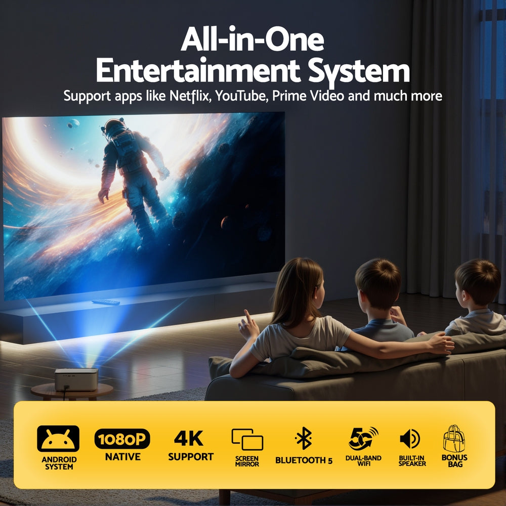 Devanti Video Project 4K 1080P Android 5G Wifi Home Cinema - SuperSaverAU - view 4