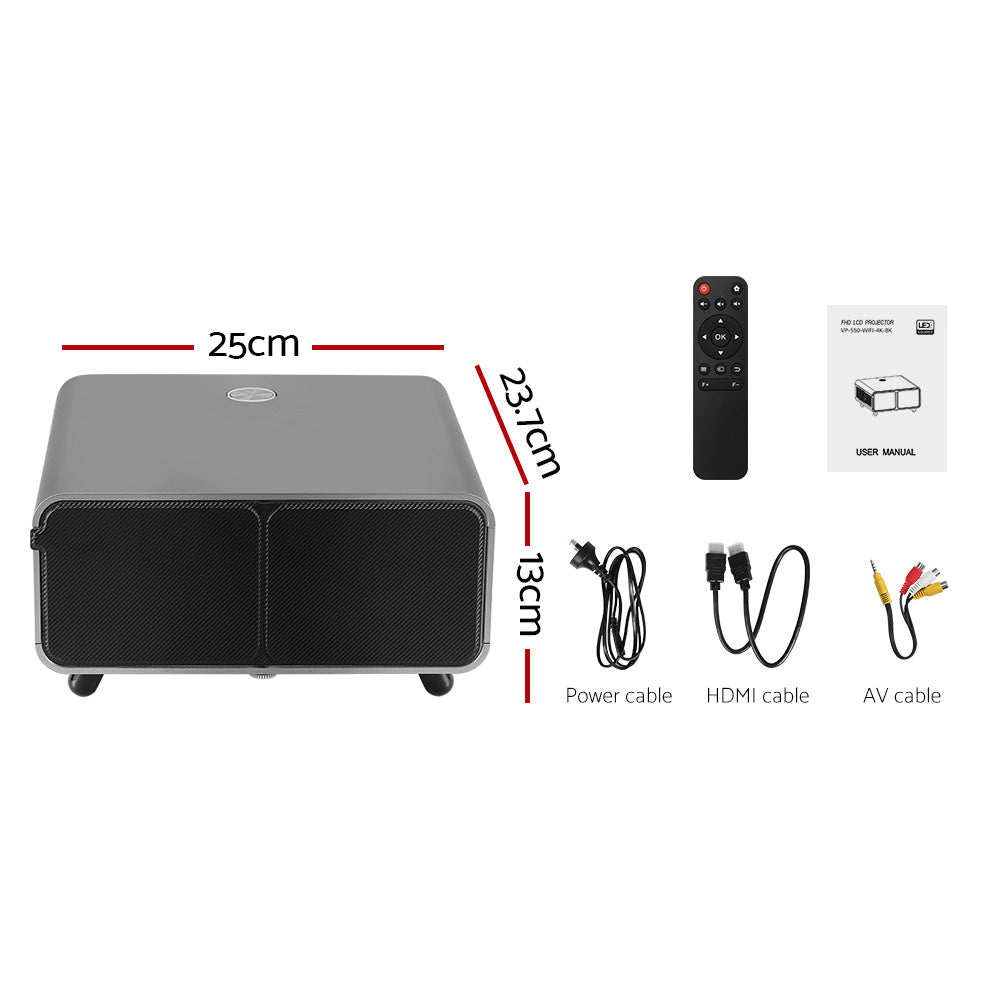Devanti 1080P 4K WiFi Projector with 2.4G/5G & HDMI
