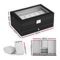 Embellir Black 12 Slot Watch and Jewellery Organiser Box