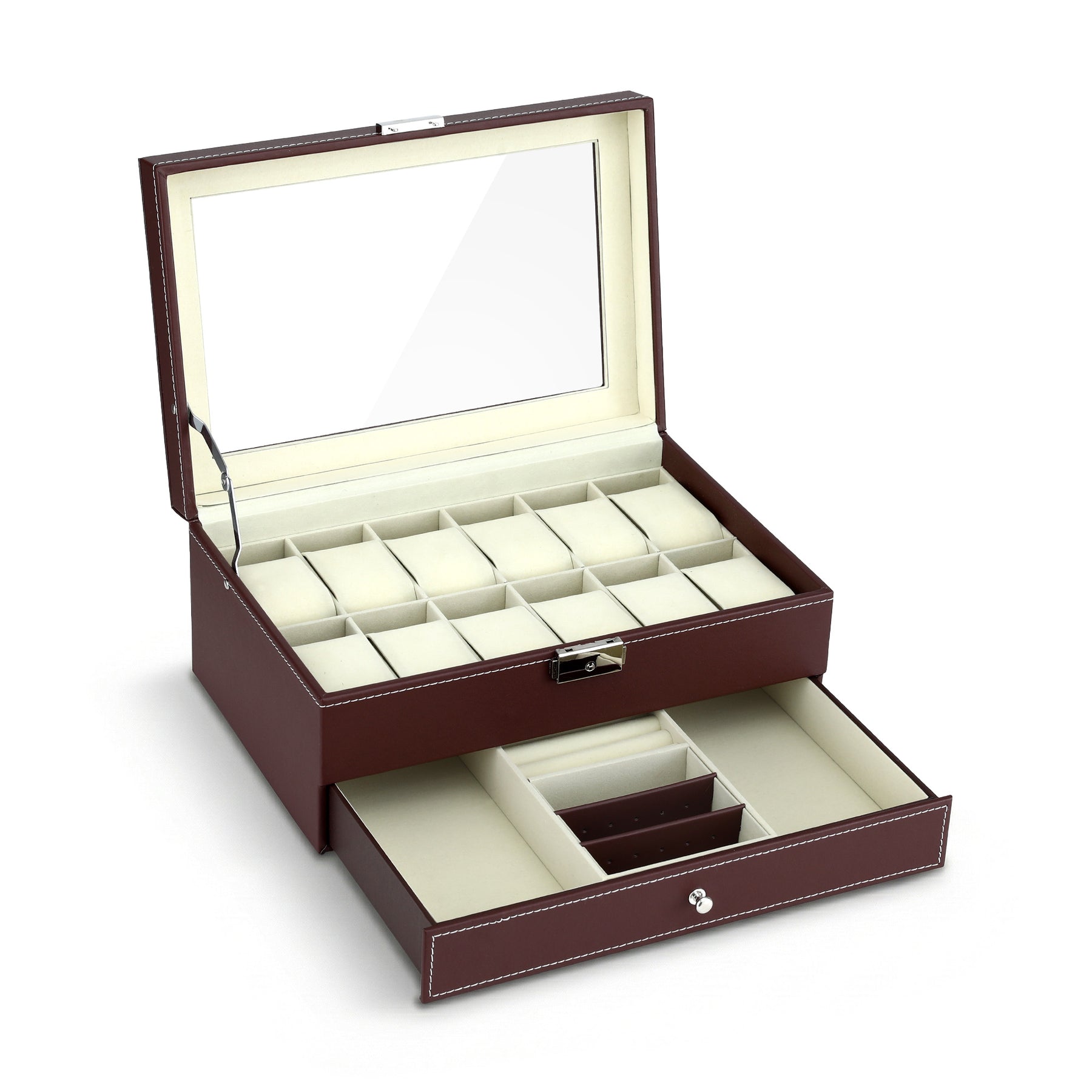 Embellir Brown 12 Slot Watch and Jewellery Organiser Box