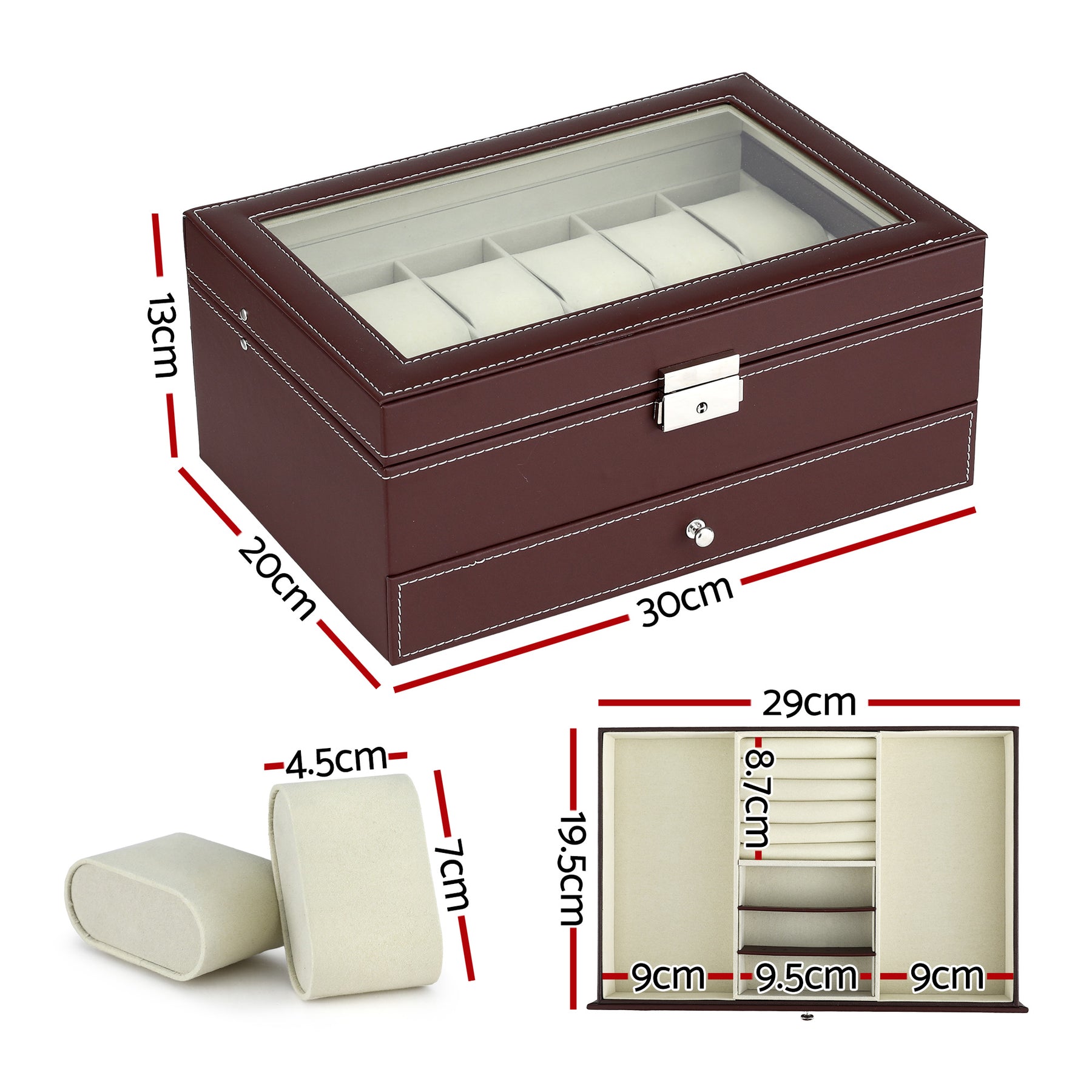 Embellir Brown 12 Slot Watch and Jewellery Organiser Box