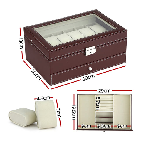 Embellir Brown 12 Slot Watch and Jewellery Organiser Box