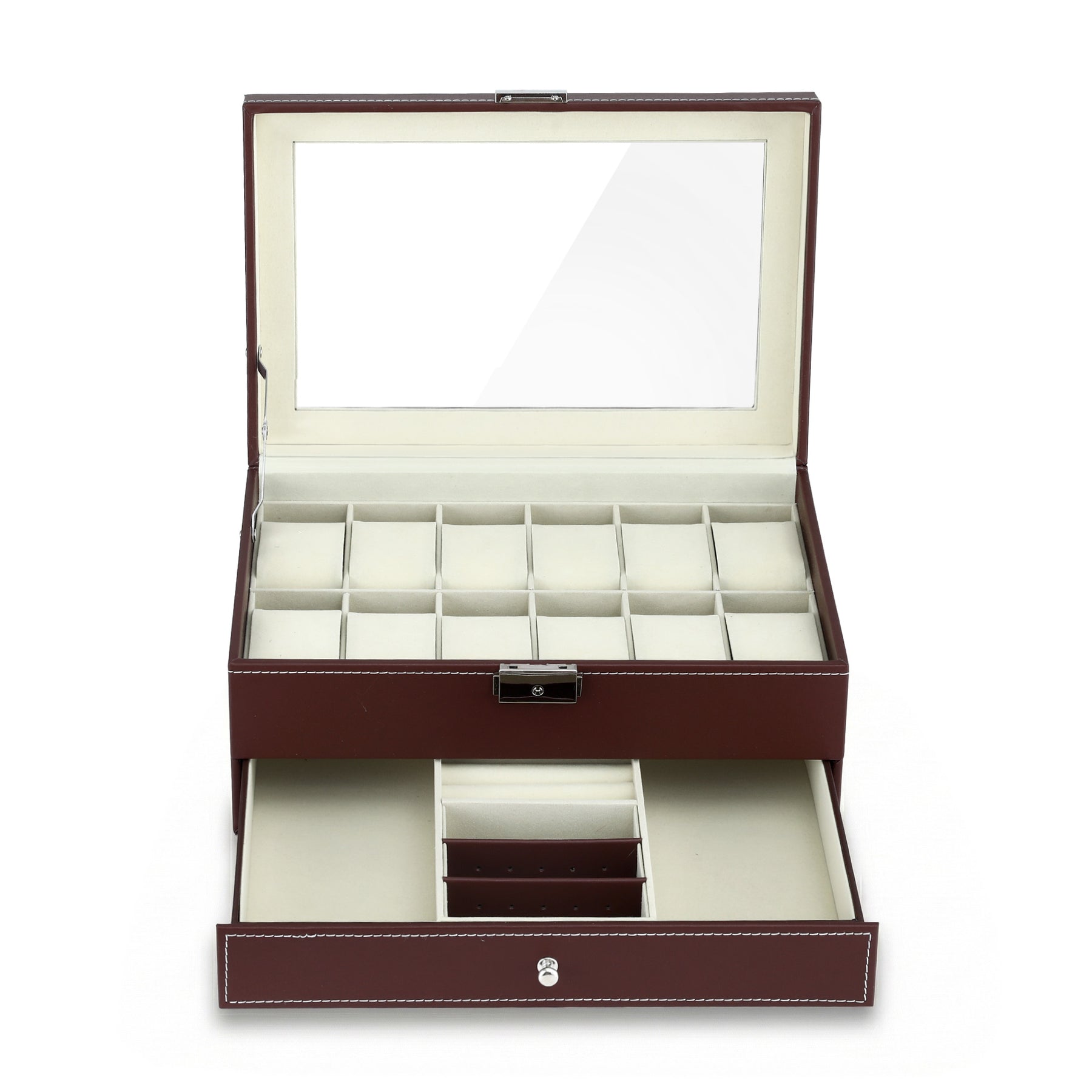 Embellir Brown 12 Slot Watch and Jewellery Organiser Box