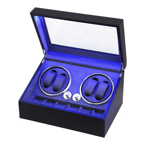 Embellir Black Double Automatic Watch Winder Box with LED
