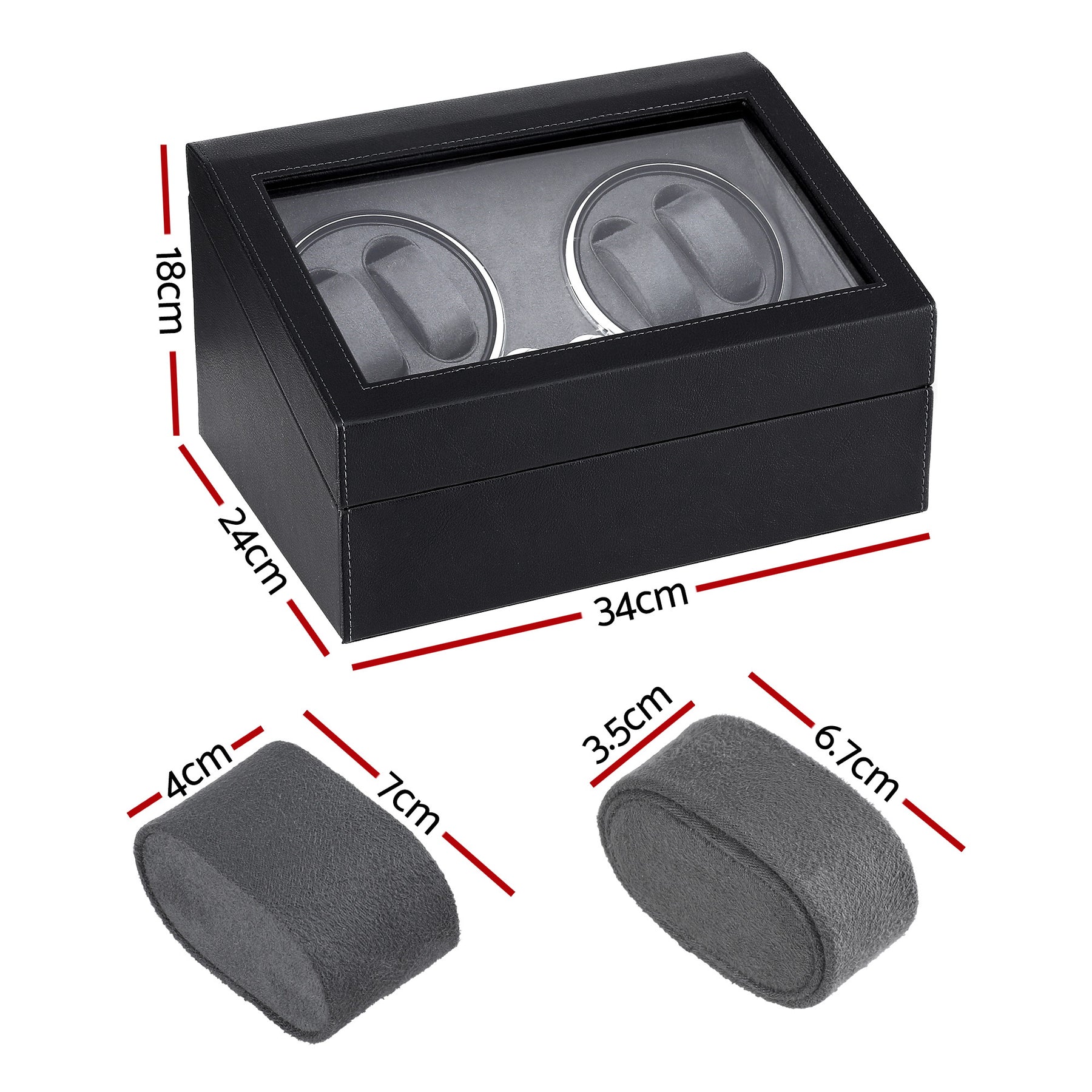 Embellir Black Double Automatic Watch Winder Box with LED