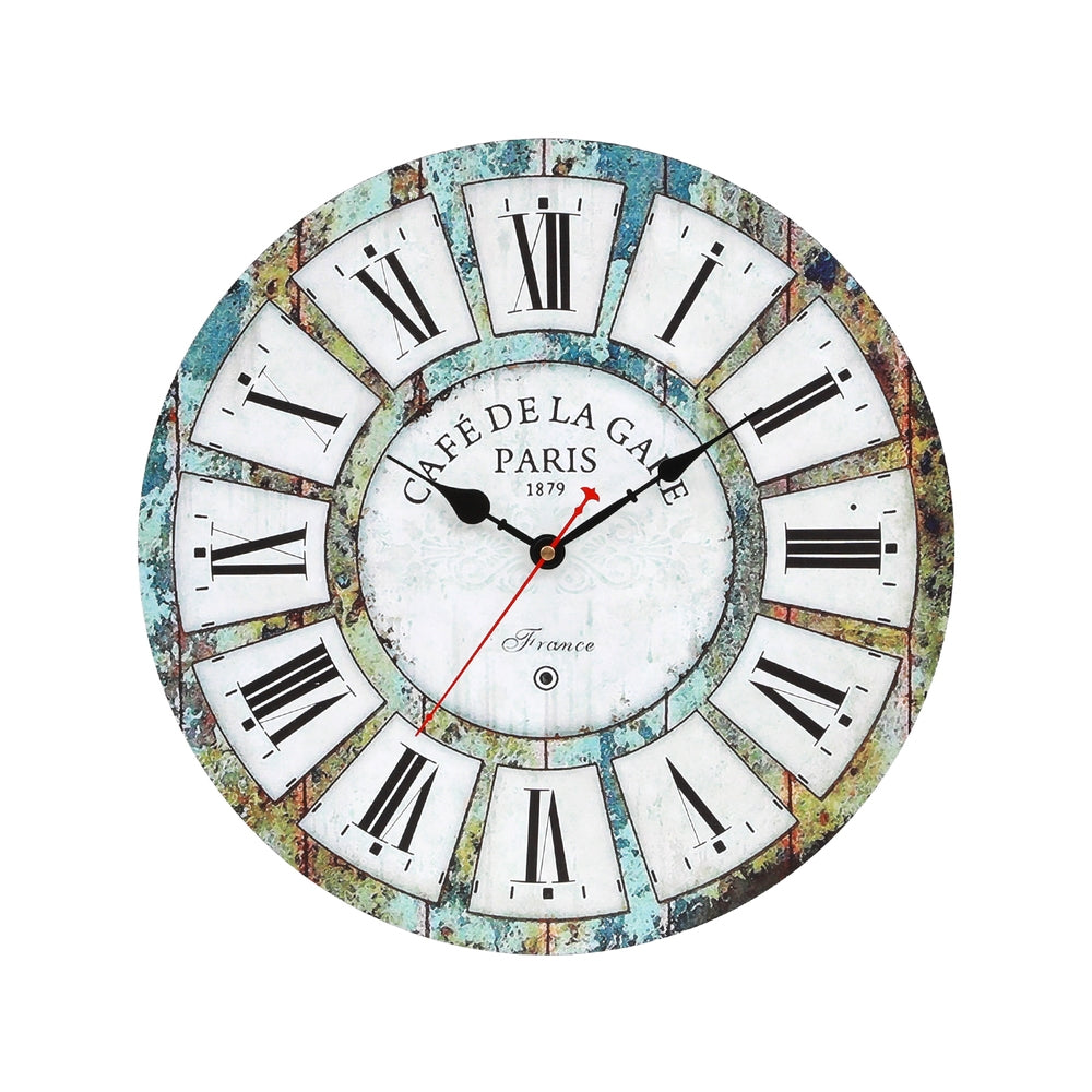 Artiss 40CM Wall Clock - Country Retro Design, MDF, Clear Roman Numerals - SuperSaverAU - view 1