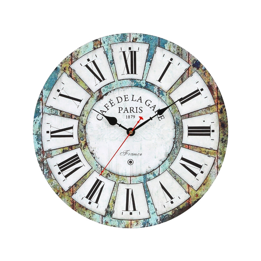 Artiss 40CM Wall Clock - Country Retro Design, MDF, Clear Roman Numerals - SuperSaverAU - view 1