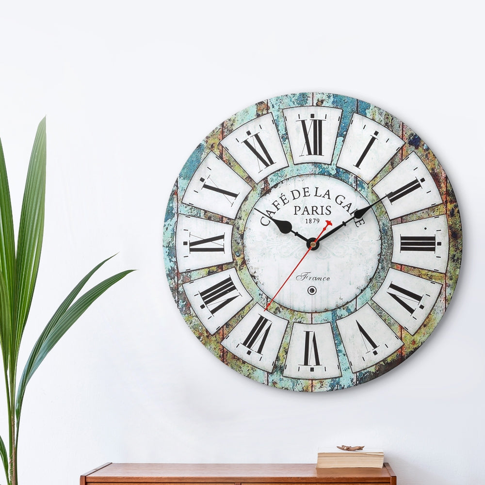 Artiss 40CM Wall Clock - Country Retro Design, MDF, Clear Roman Numerals - SuperSaverAU - view 5