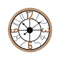 Artiss Wall Clock 60CM Metal & MDF, Rust-Resistant, Easy Installation, Black & Pine - SuperSaverAU - view 1