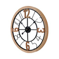 Artiss Wall Clock 60CM Metal & MDF, Rust-Resistant, Easy Installation, Black & Pine - SuperSaverAU - view 3