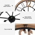 Artiss Wall Clock 60CM Metal & MDF, Rust-Resistant, Easy Installation, Black & Pine - SuperSaverAU - view 5