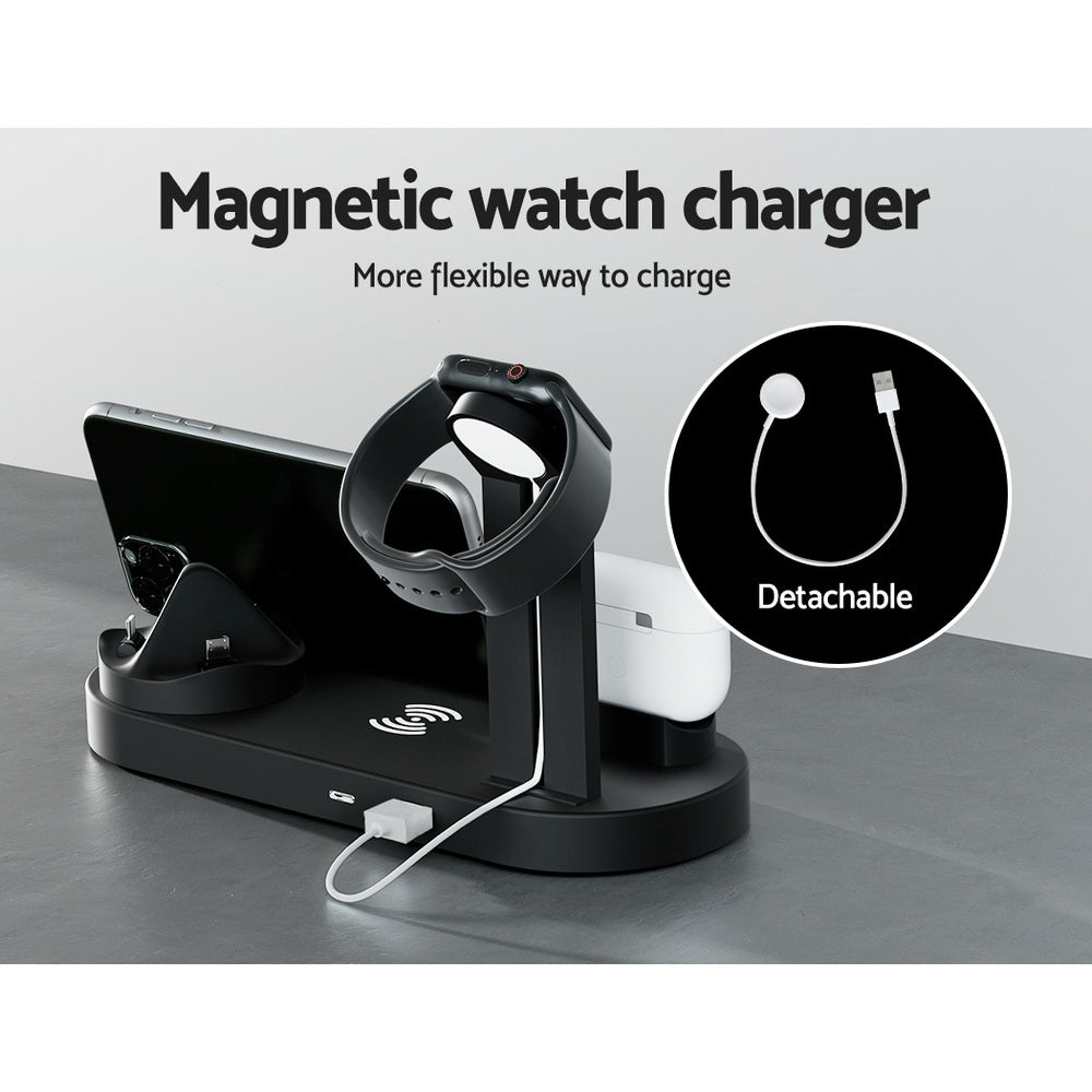 Devanti 4-in-1 Wireless Charger Dock, 10W, 23x9x11cm, Magnetic, Vertical Holder - SuperSaverAU - view 7