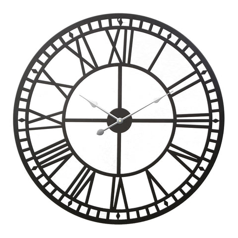 Artiss 60cm Vintage Metal Wall Clock with Large Arabic Numerals, Black - SuperSaverAU - view 1