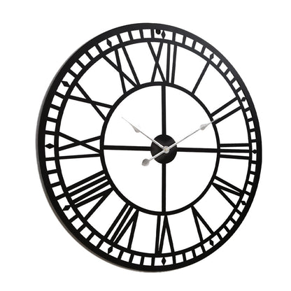 Artiss 60cm Vintage Metal Wall Clock with Large Arabic Numerals, Black