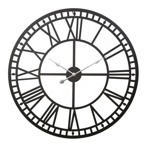 Artiss 80cm Metal Wall Clock Black Vintage Design 3D Roman Numerals - SuperSaverAU - view 1