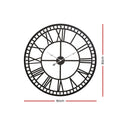 Artiss 80cm Metal Wall Clock Black Vintage Design 3D Roman Numerals - SuperSaverAU - view 2