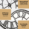 Artiss 80cm Metal Wall Clock Black Vintage Design 3D Roman Numerals - SuperSaverAU - view 4