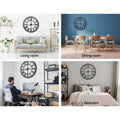 Artiss 80cm Metal Wall Clock Black Vintage Design 3D Roman Numerals - SuperSaverAU - view 5