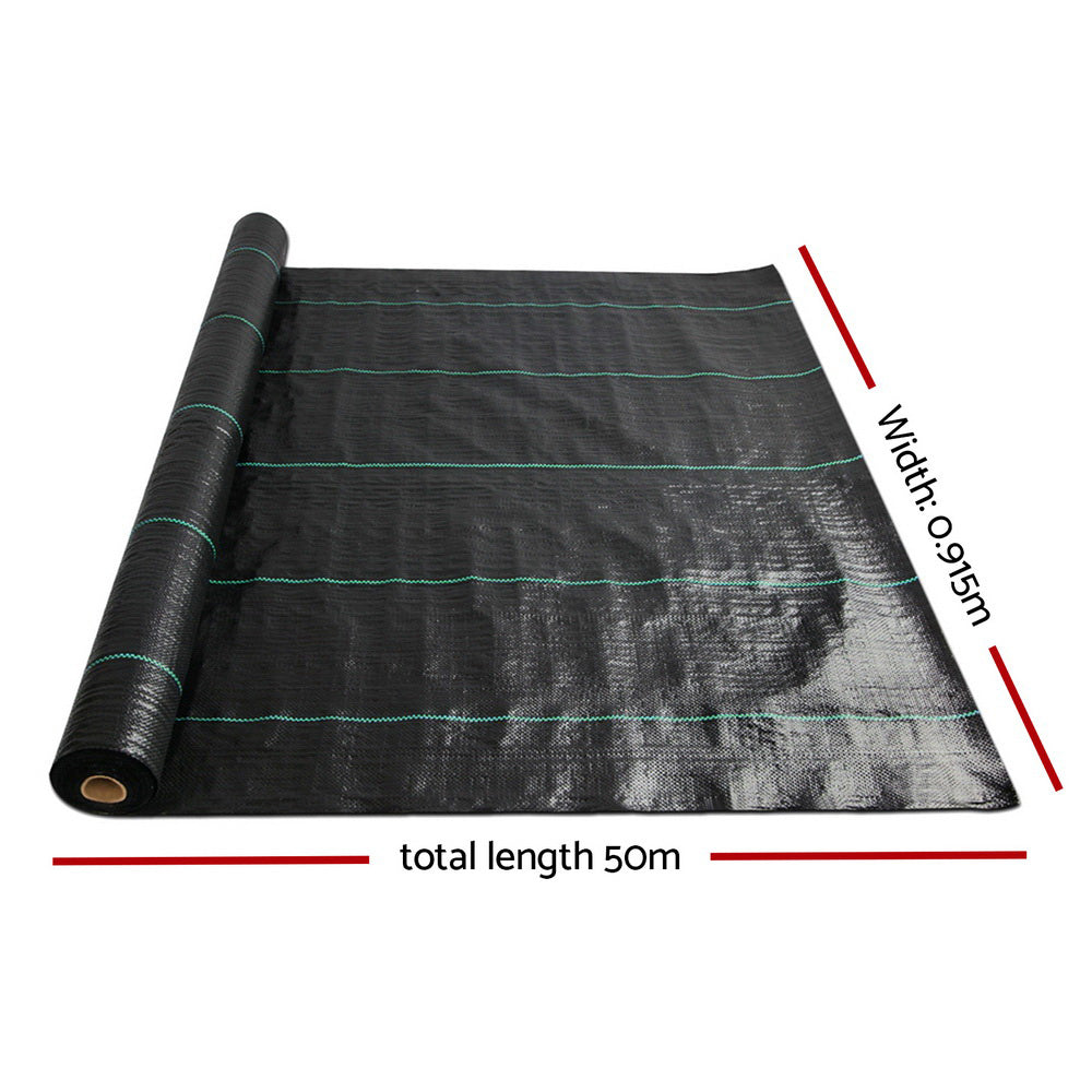 Instahut 0.915m x 50m Weed Control Mat - UV Resistant, Durable, Porous Surface