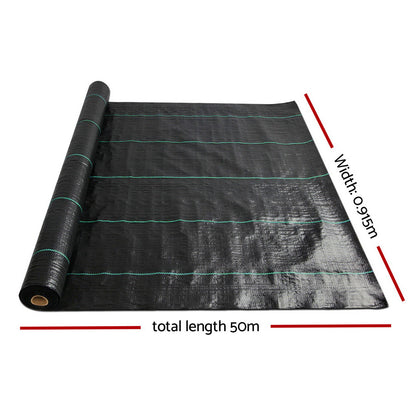 Instahut 0.915m x 50m Weed Control Mat - UV Resistant, Durable, Porous Surface