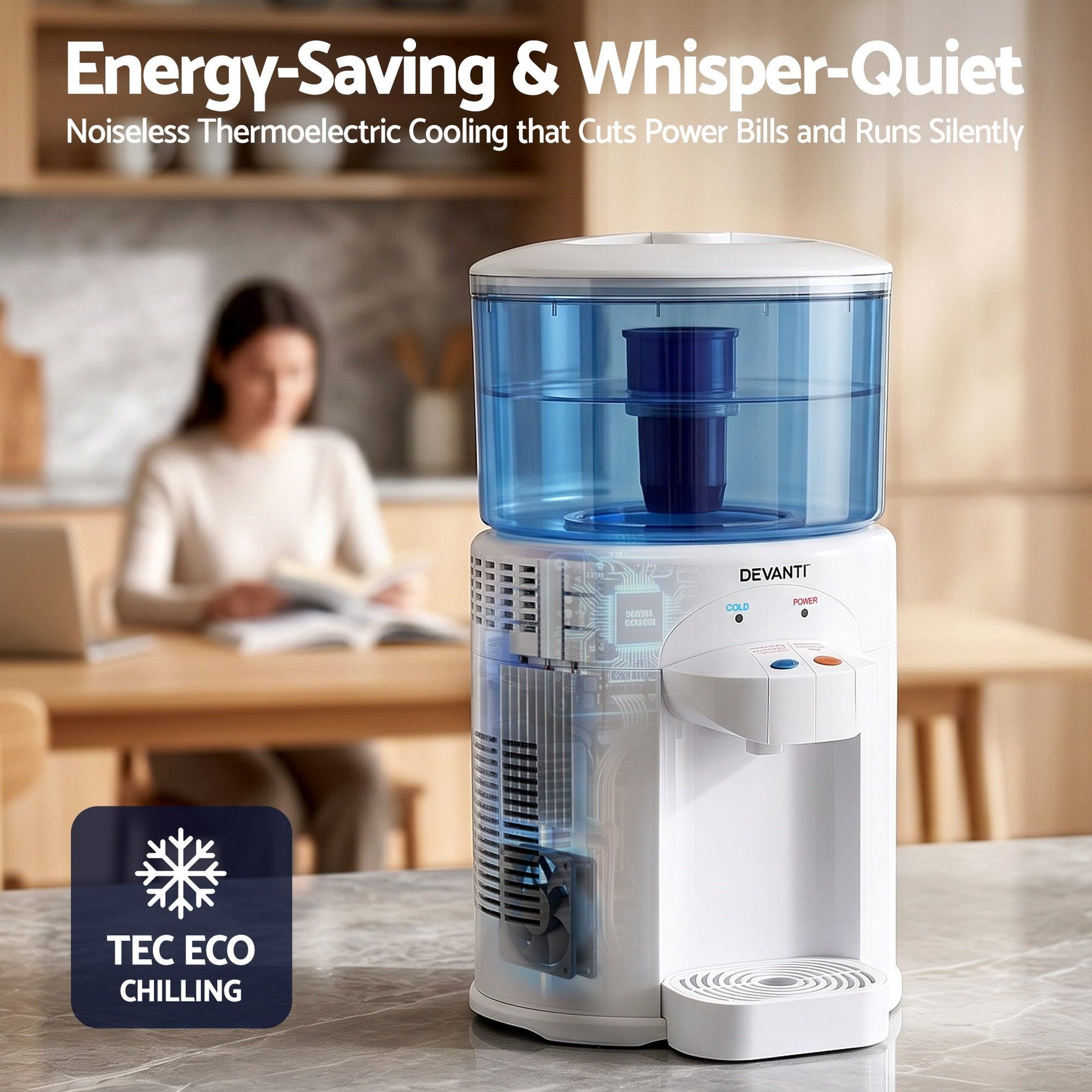 Devanti 5L Benchtop Water Cooler Dispenser with Filter - White