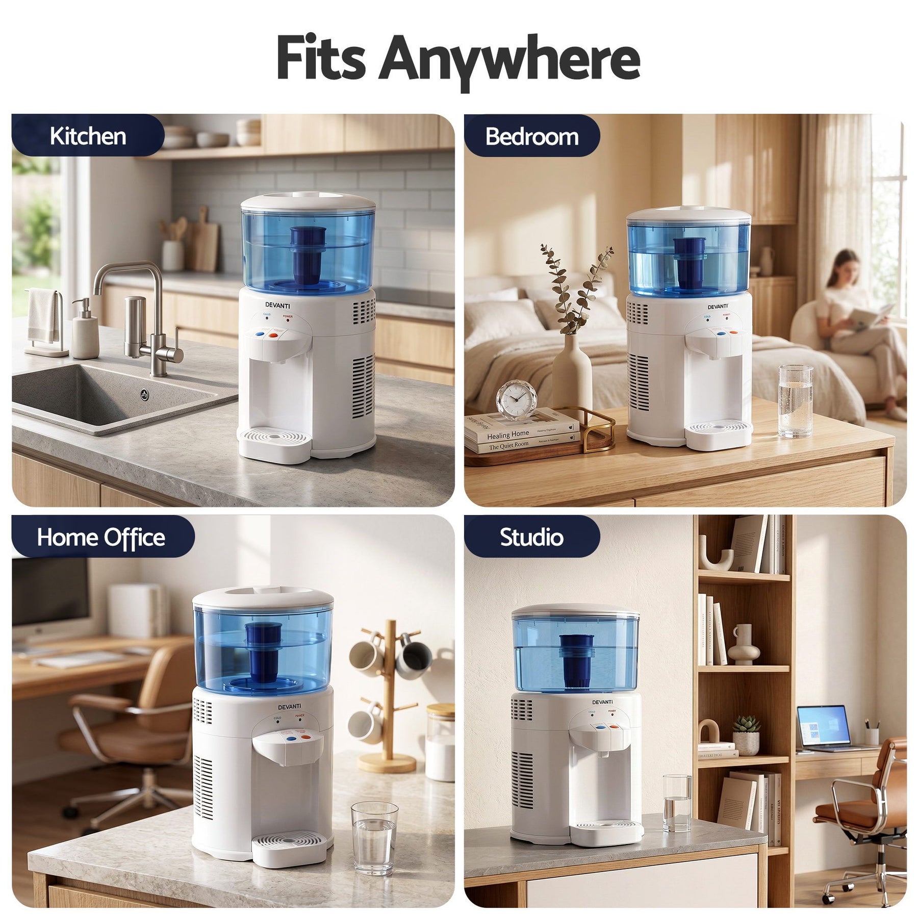 Devanti 5L Benchtop Water Cooler Dispenser with Filter - White