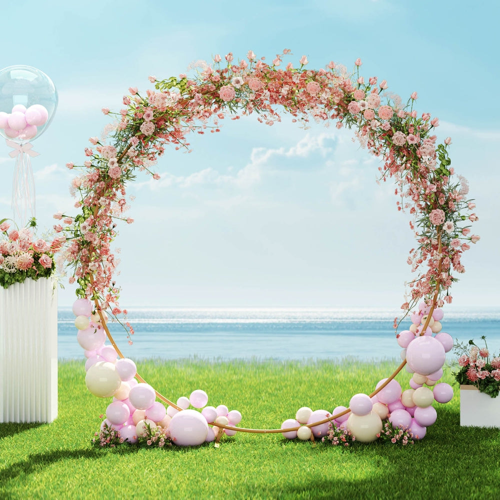 2M Round Backdrop Stand Wedding Background Decoration Party Flower Balloon Display - SuperSaverAU - view 6
