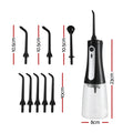 Devanti Black Cordless Water Flosser 350ml with 8 Nozzles and 5 Modes