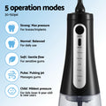 Devanti Black Cordless Water Flosser 350ml with 8 Nozzles and 5 Modes