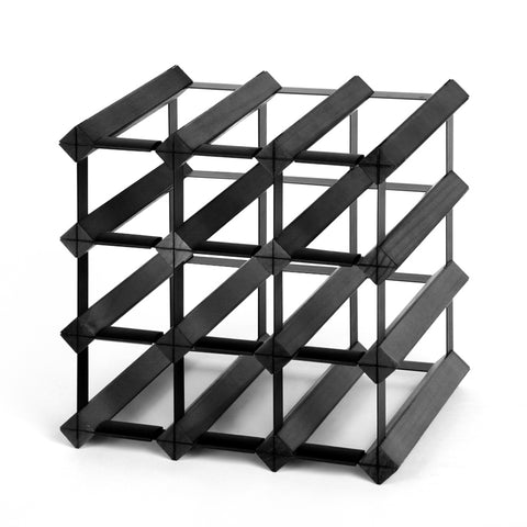 Artiss Wine Rack 12 Bottle Storage Pine Wood Black - SuperSaverAU - view 1