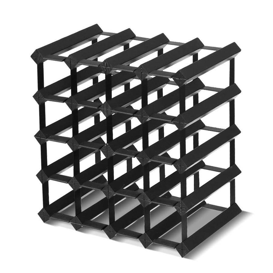 Artiss Black 20 Bottle Wine Rack Pine Wood Steel Storage Display