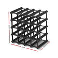 Artiss Black 20 Bottle Wine Rack Pine Wood Steel Storage Display