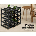 Artiss Black 20 Bottle Wine Rack Pine Wood Steel Storage Display