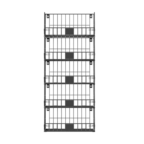 Artiss Stackable Closet Organiser – Black 5 Tier Iron Shelves with Hanging Hooks