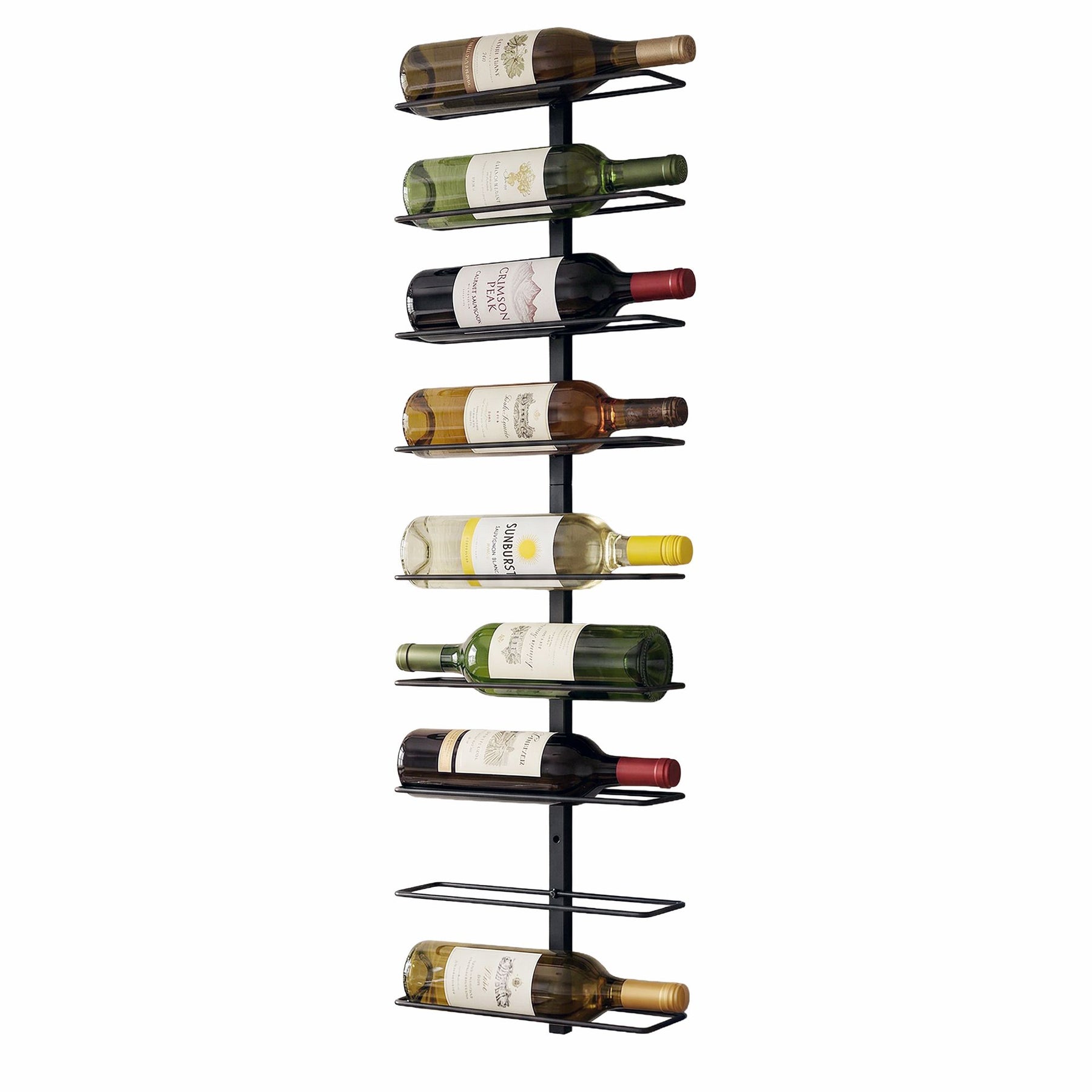 Artiss Wall Mounted Wine Rack 9 Bottles Display Storage Organizer Metal Black - SuperSaverAU - view 4