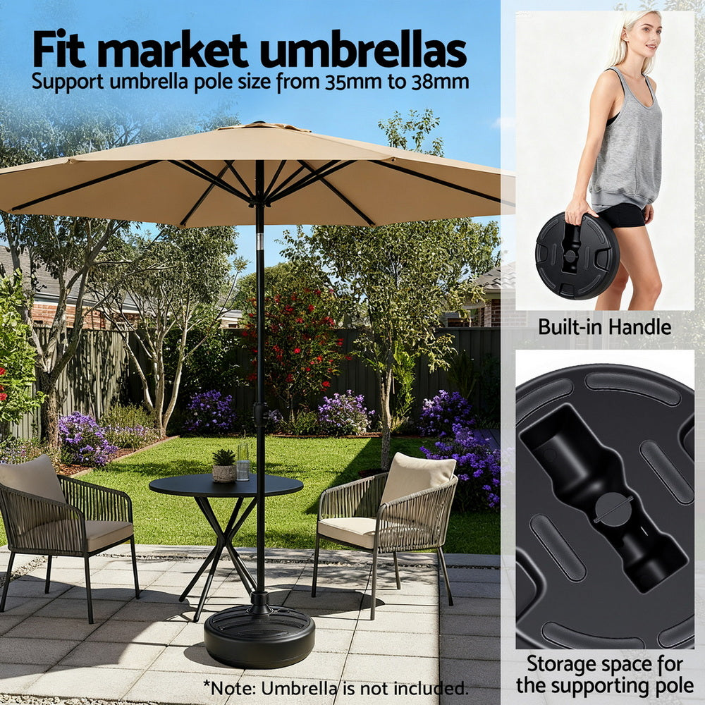 Instahut Outdoor Umbrella Base 38cm x 14cm Fillable Plastic Holder 35-38mm - SuperSaverAU - view 4