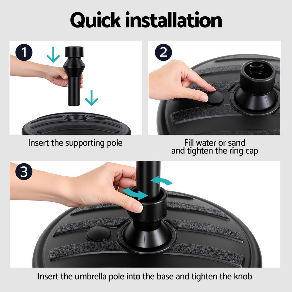 Instahut Outdoor Umbrella Base 38cm x 14cm Fillable Plastic Holder 35-38mm - SuperSaverAU - view 5