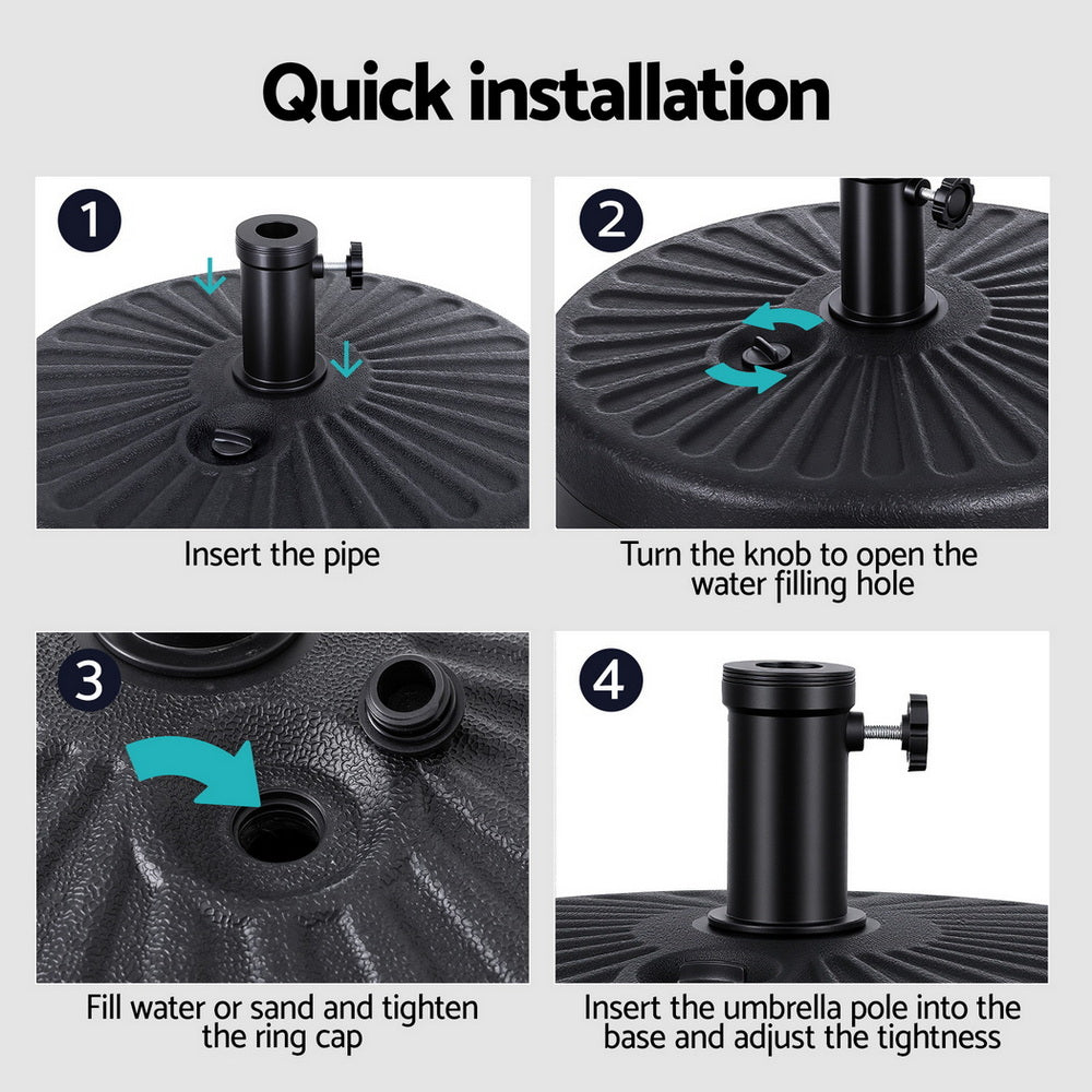 Instahut Outdoor Umbrella Base 51cm x 12cm, Fillable, 30-48mm Pole Holder - SuperSaverAU - view 8