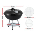 Grillz Portable Charcoal BBQ Grill – Black 34cm, Stainless Steel Grate with Lid