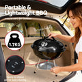 Grillz Portable Charcoal BBQ Grill – Black 34cm, Stainless Steel Grate with Lid