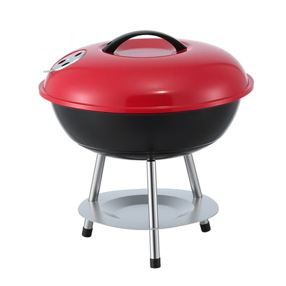 Grillz Compact Charcoal Grill 34cm - Portable BBQ with Lid for Camping